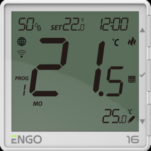 ENGO EONE-16W Internet-connected, flush-mounted Wi-Fi temperature thermostat with 16A relay, 230 V